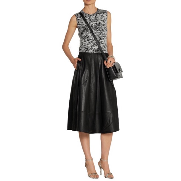‼️PRICE FIRM‼️ Tibi Pleated Leather Midi Skirt Size 8 - Picture 5 of 12